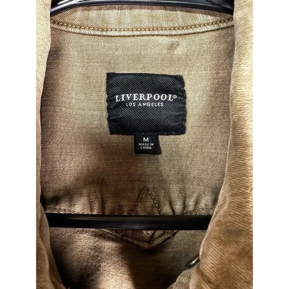 Liverpool Women's Classic Stretch Denim Jean Jacket  Biscuit Tan Medium Fall - Picture 2 of 6